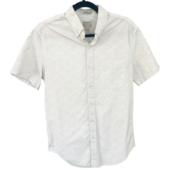 JCrew Classic Stretch White Cotton Button Down Short Sleeve Shirt Collared - Picture 1 of 5